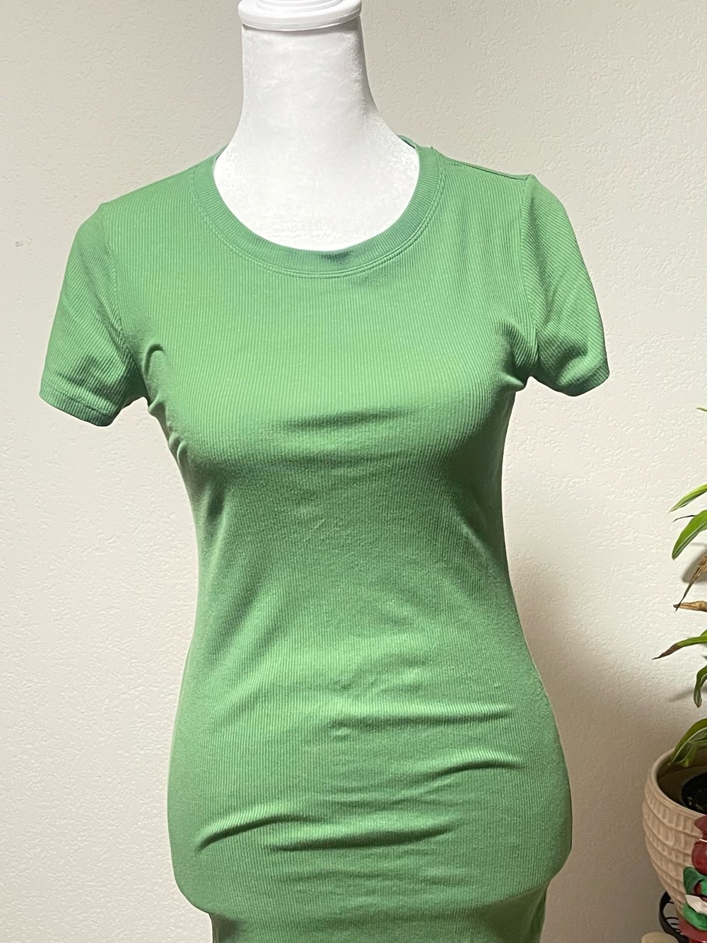 PINK Victoria's Secret Fitted Ribbed Short Sleeve Top - Green